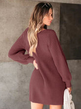 Perfee V-Neck Long Sleeve Sweater Dress OutfitFlow